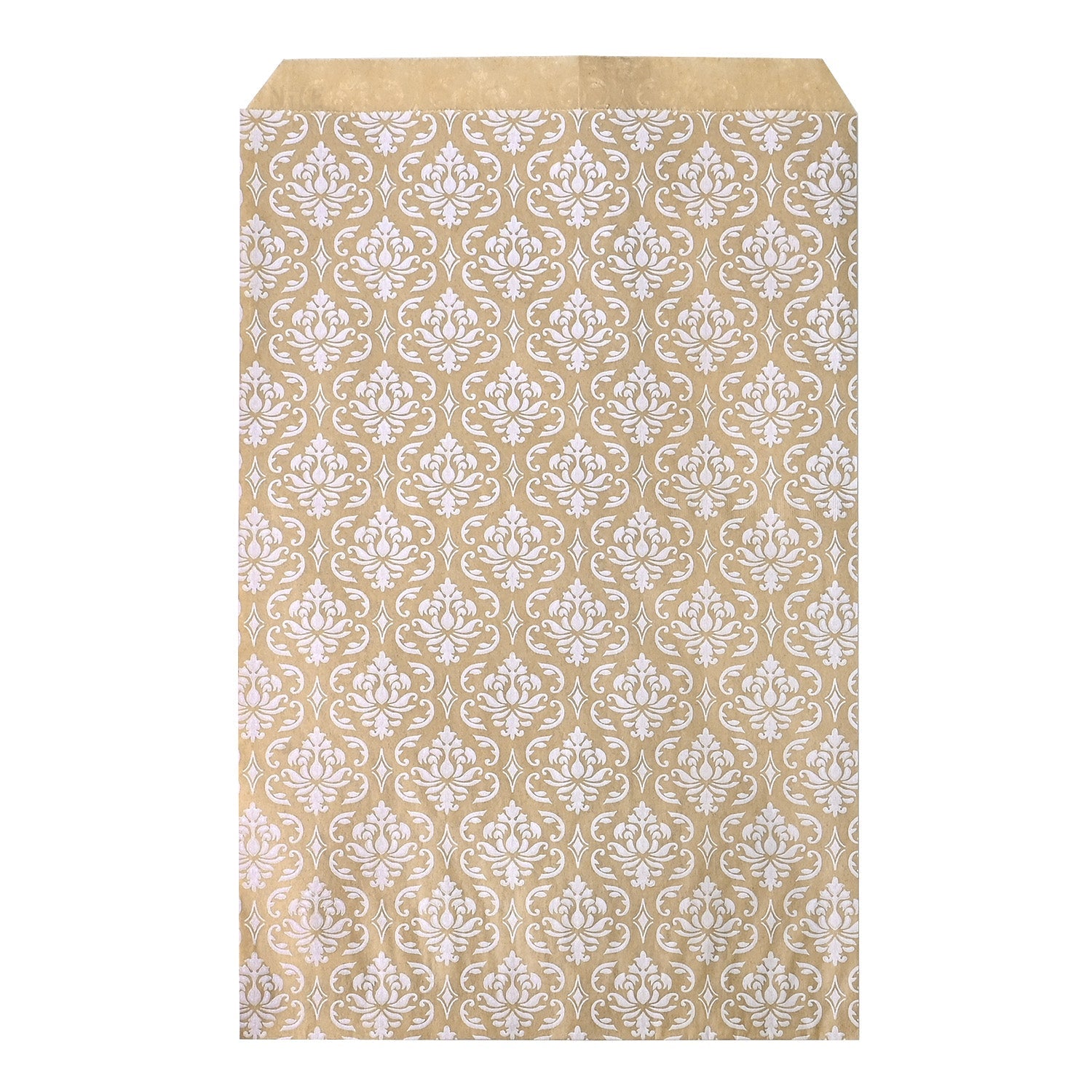 #EN-9705-WH White Damask Kraft Gift Bags