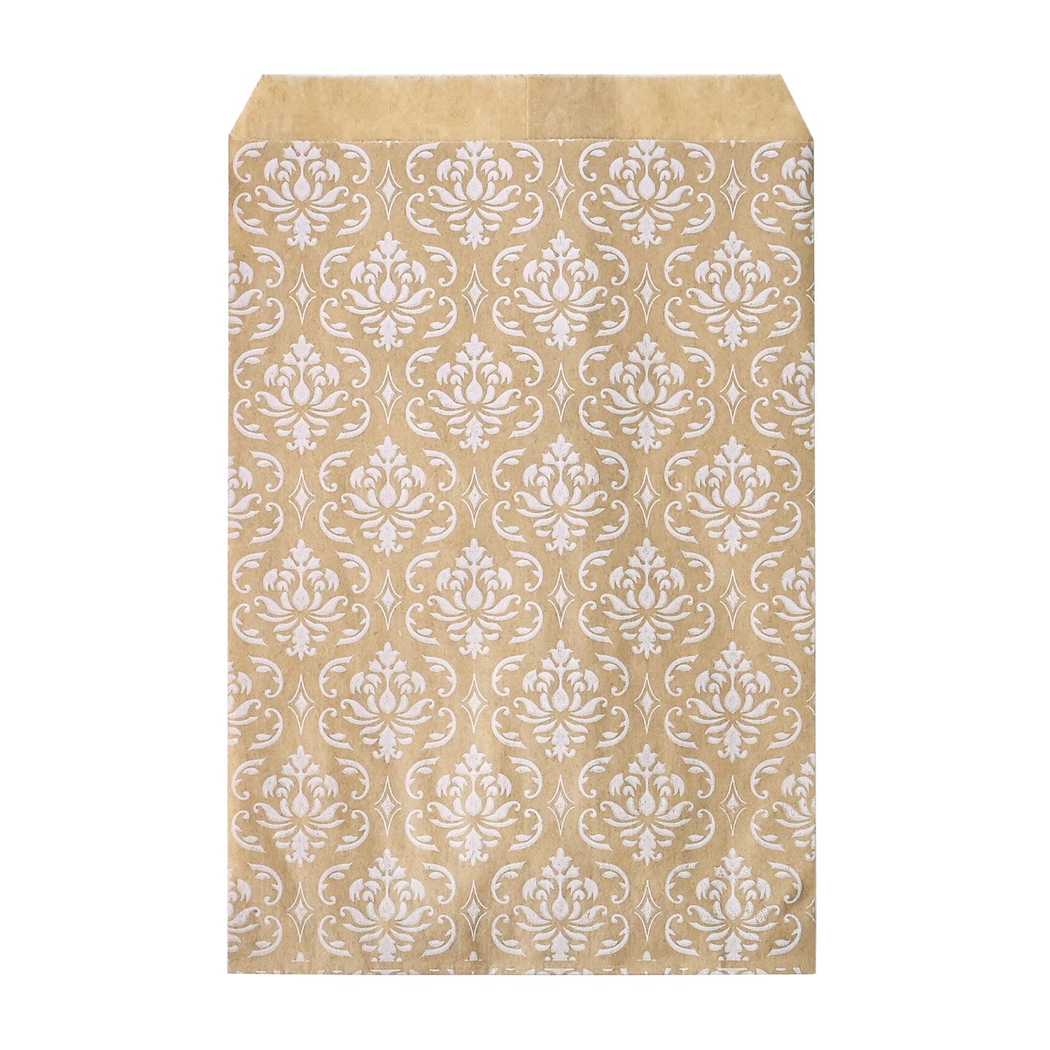 #EN-9706-WH White Damask Kraft Gift Bags