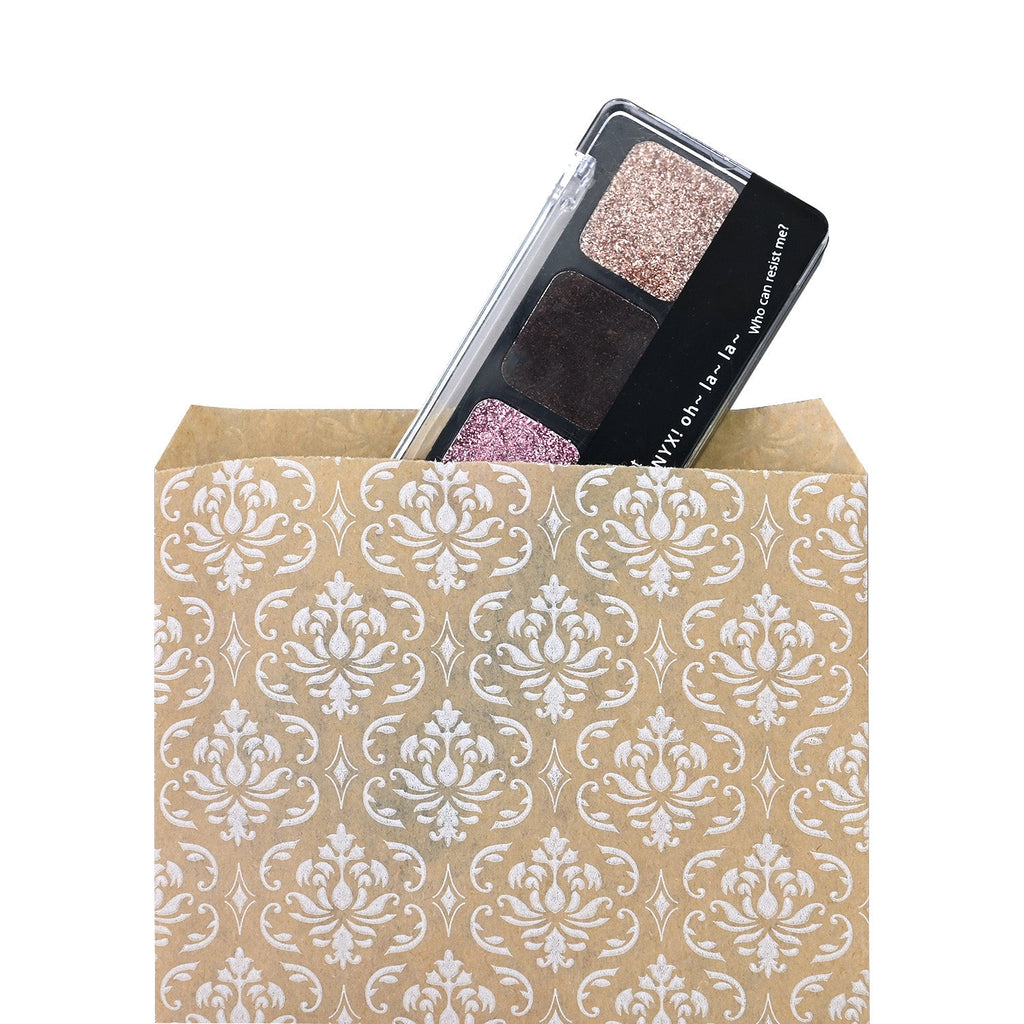 #EN-9706-WH White Damask Kraft Gift Bags