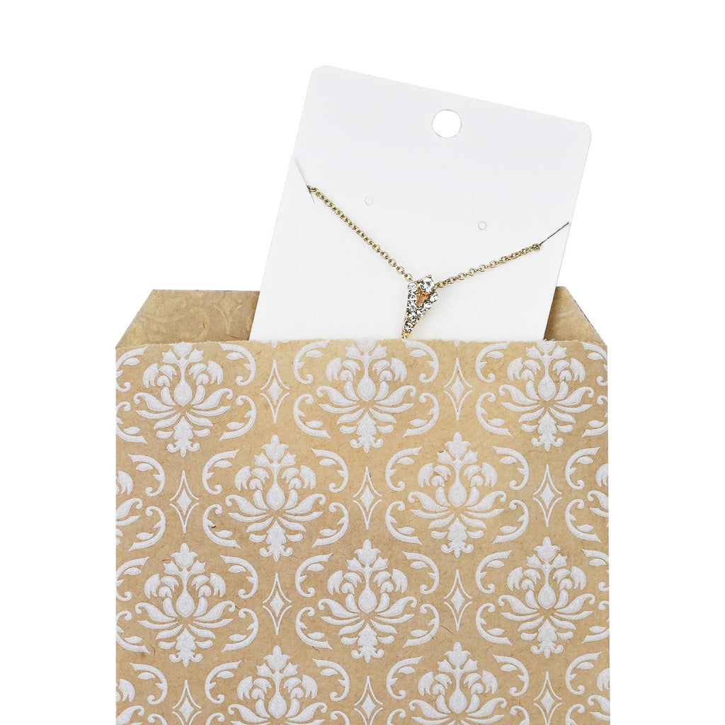 #EN-9707-WH White Damask Kraft Gift Bags