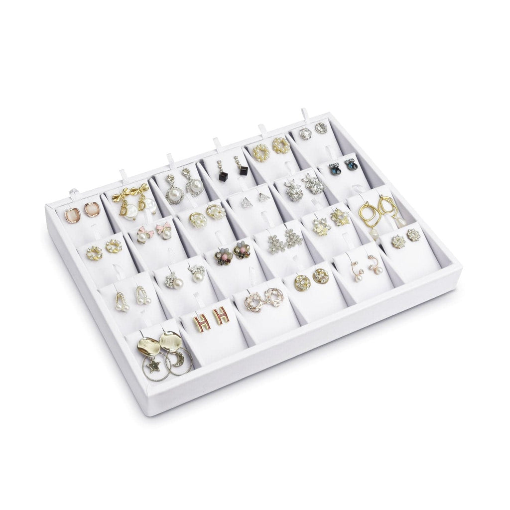 #F8-22 White Leatherette Earring Cards Display Tray
