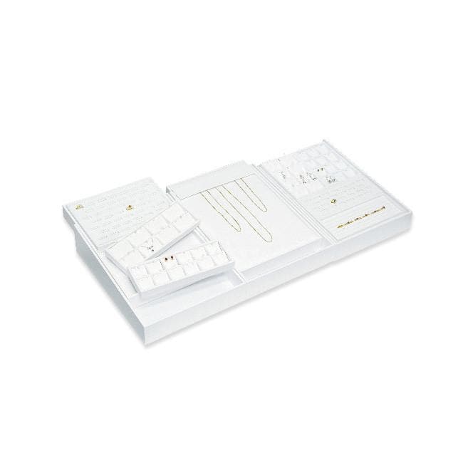 #F8-22 White Leatherette Earring Cards Display Tray