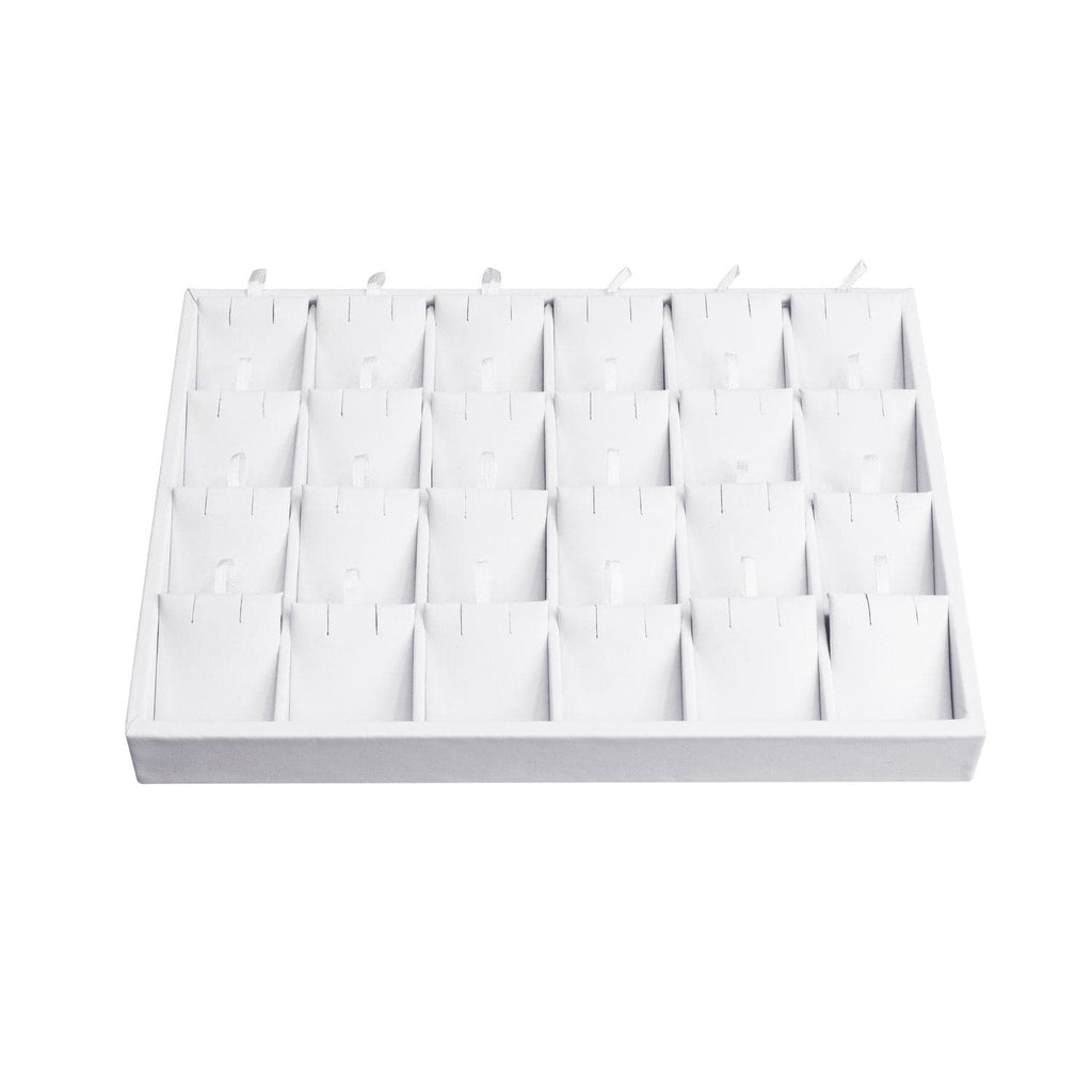 #F8-22 White Leatherette Earring Cards Display Tray