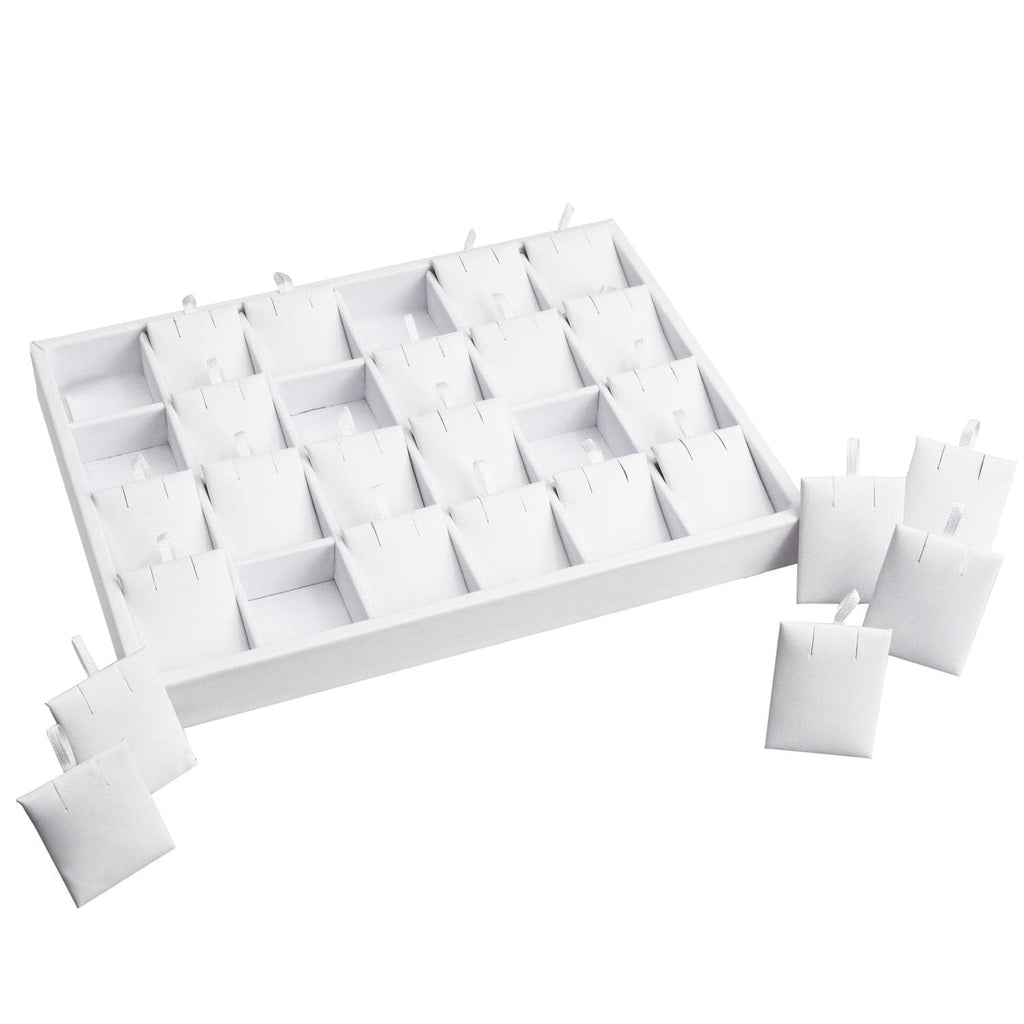#F8-22 White Leatherette Earring Cards Display Tray