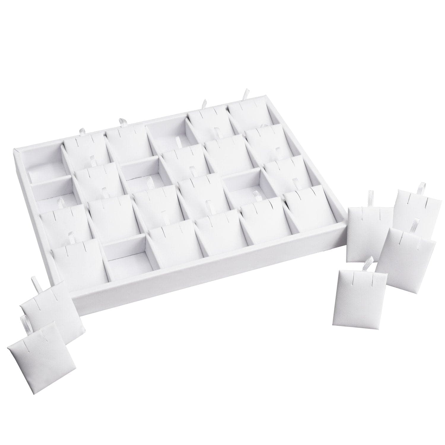 #F8-22 White Leatherette Earring Cards Display Tray
