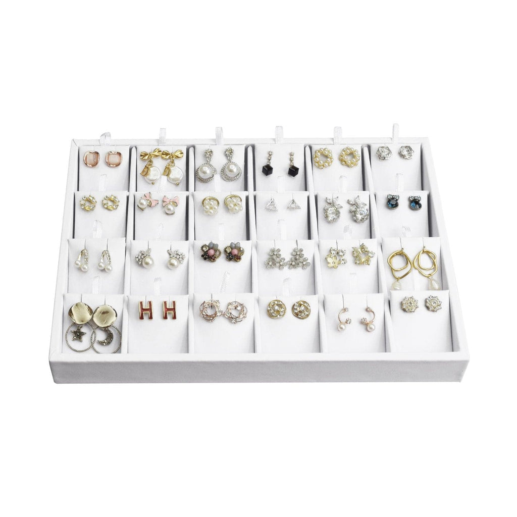 #F8-22 White Leatherette Earring Cards Display Tray