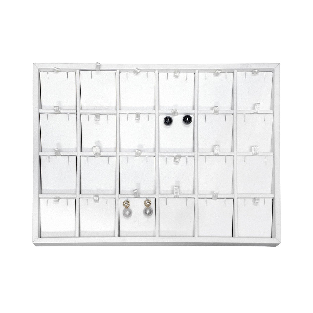 #F8-22 White Leatherette Earring Cards Display Tray