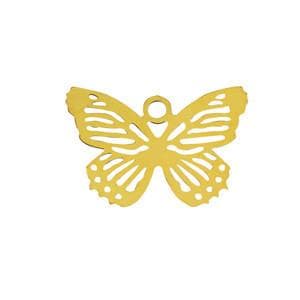 #FMB-2542C Brass Butterfly Shaped Charm, 23mm x 17mm