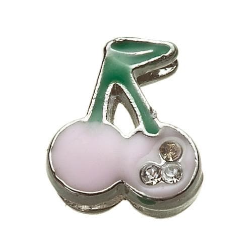 Stainless Steel Pink Cherries Charm, 8mm
