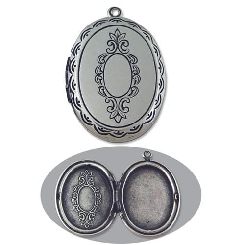 Silver Plated Oval Locket, 21.5mm x 31mm