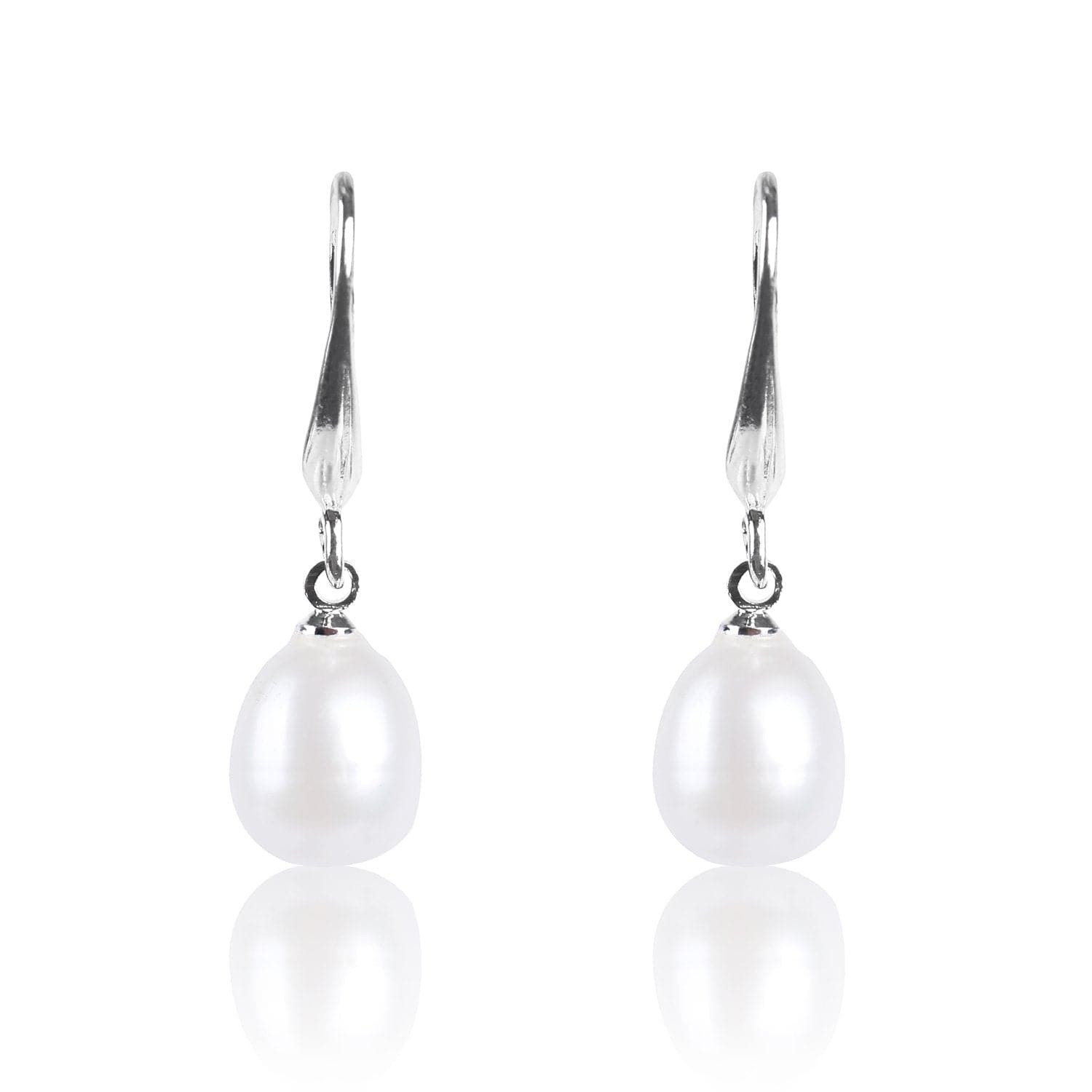 #GIF-P0501E Silver Plated 8mm Drop Freshwater Cultured Pearl Earrings