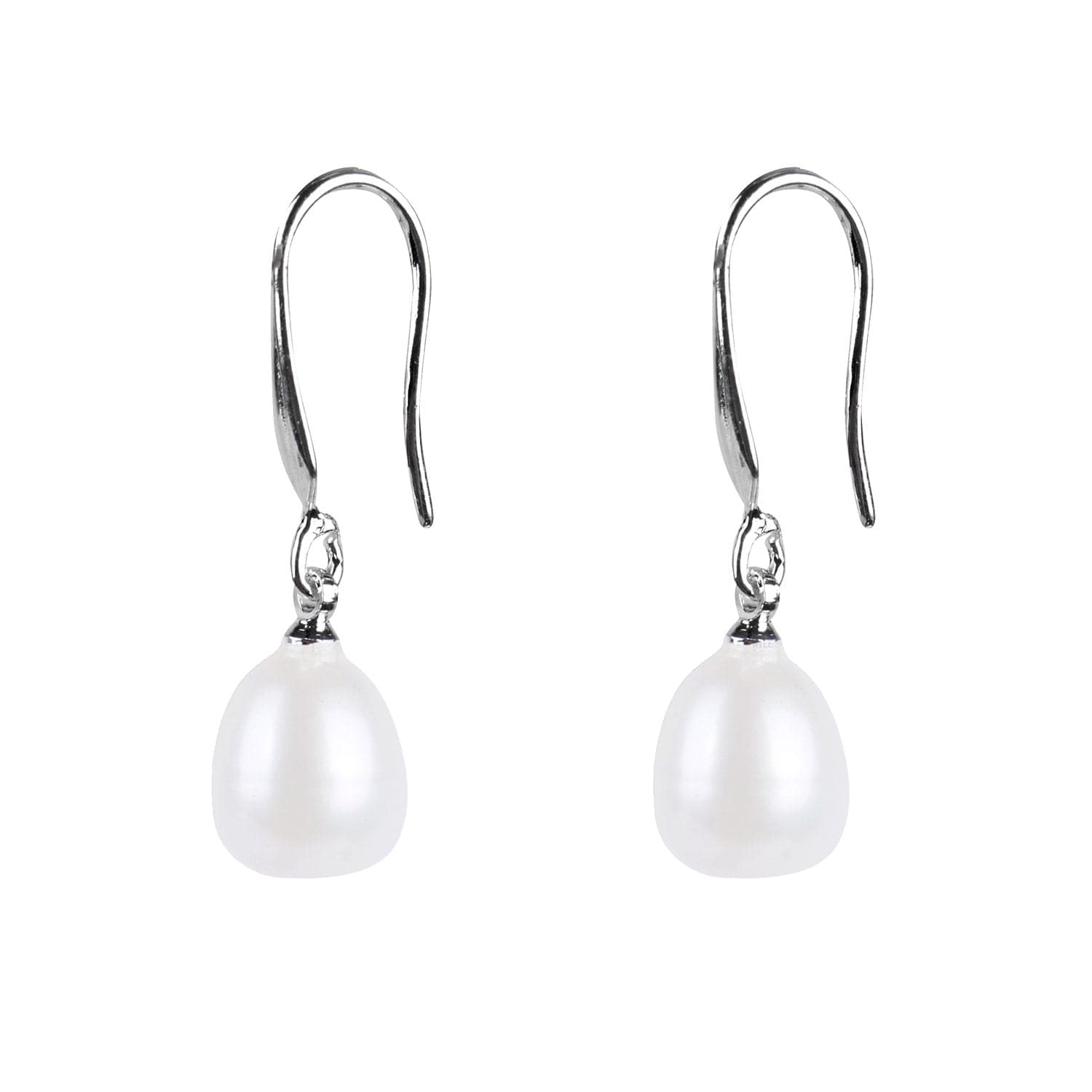 #GIF-P0501E Silver Plated 8mm Drop Freshwater Cultured Pearl Earrings