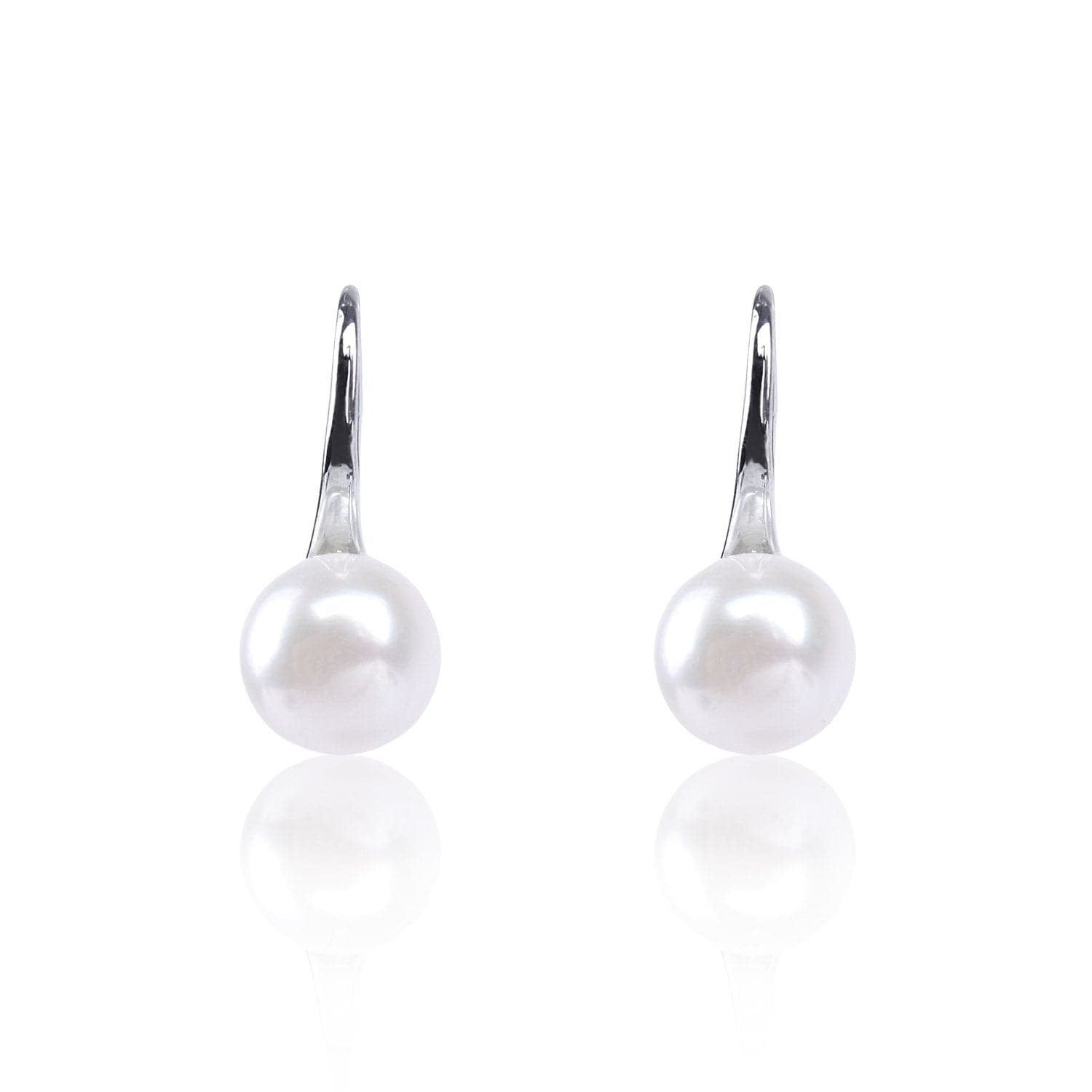 #GIF-P0509E Silver Plated Button Freshwater Cultured Pearl Earrings