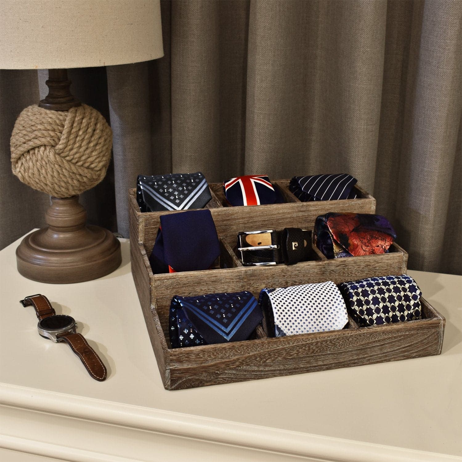 #HOM309 Vintage Wooden Jewelry Display Riser Tray Stand