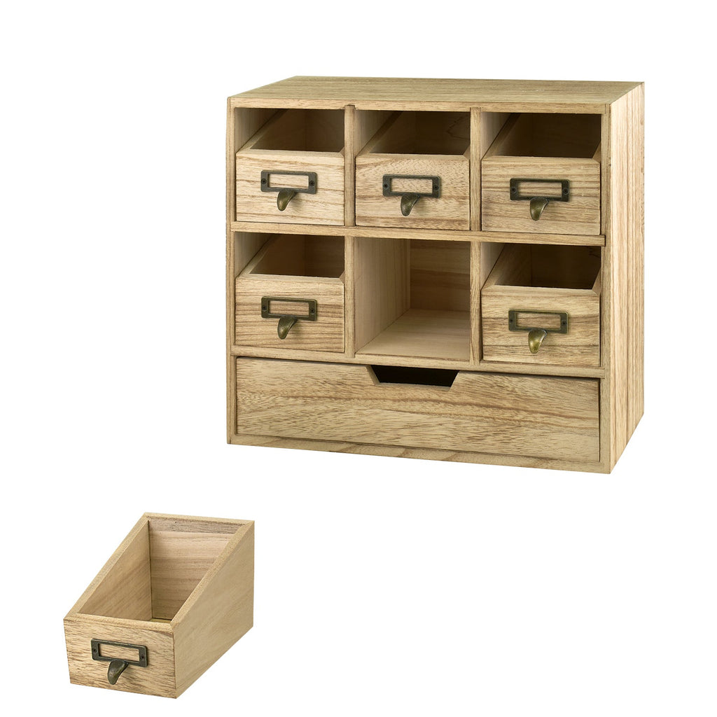 #HOM331 Wooden Desk Organizer w/ Drawers & Craft Supplies Storage Cabinet