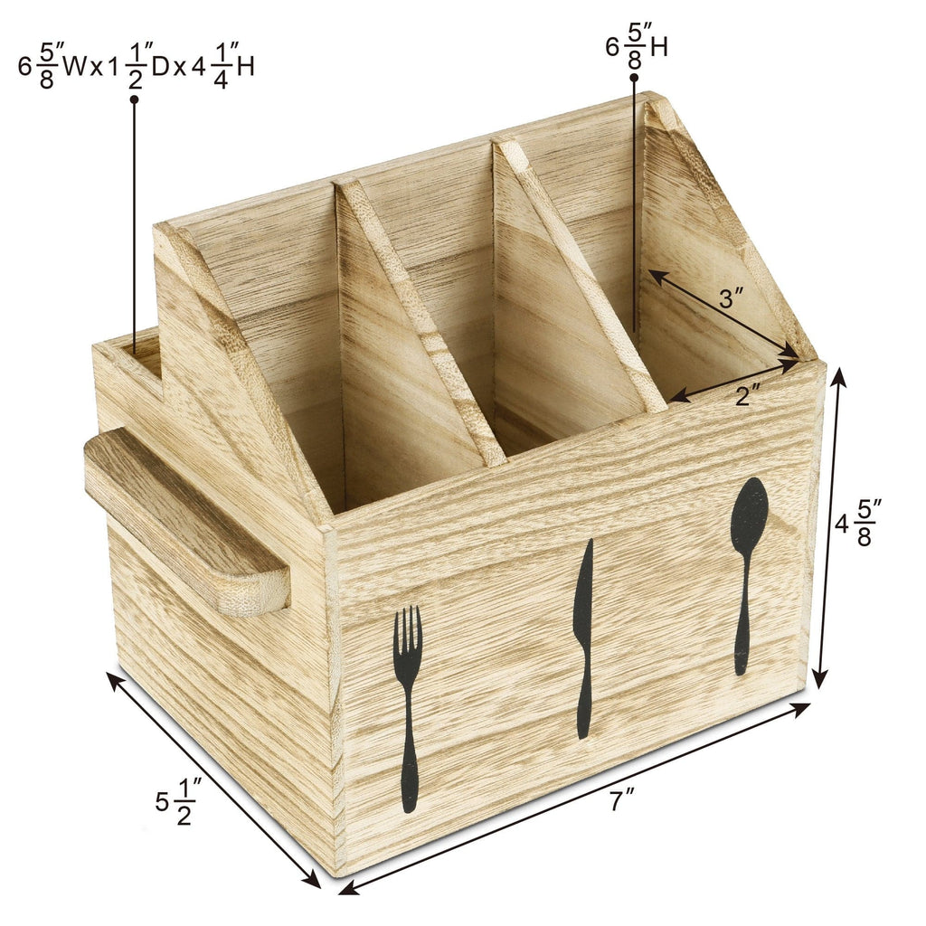 #HOW2304 Wooden Sliverware Holder Flatware Utensil Caddy with Handles