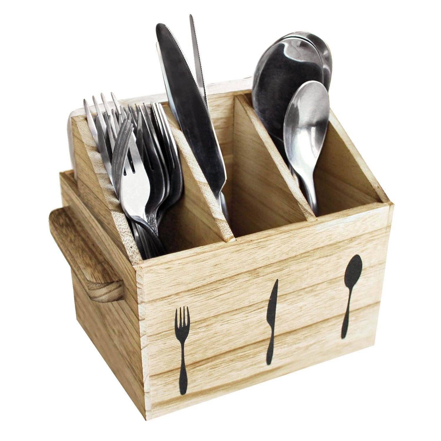 #HOW2304 Wooden Sliverware Holder Flatware Utensil Caddy with Handles