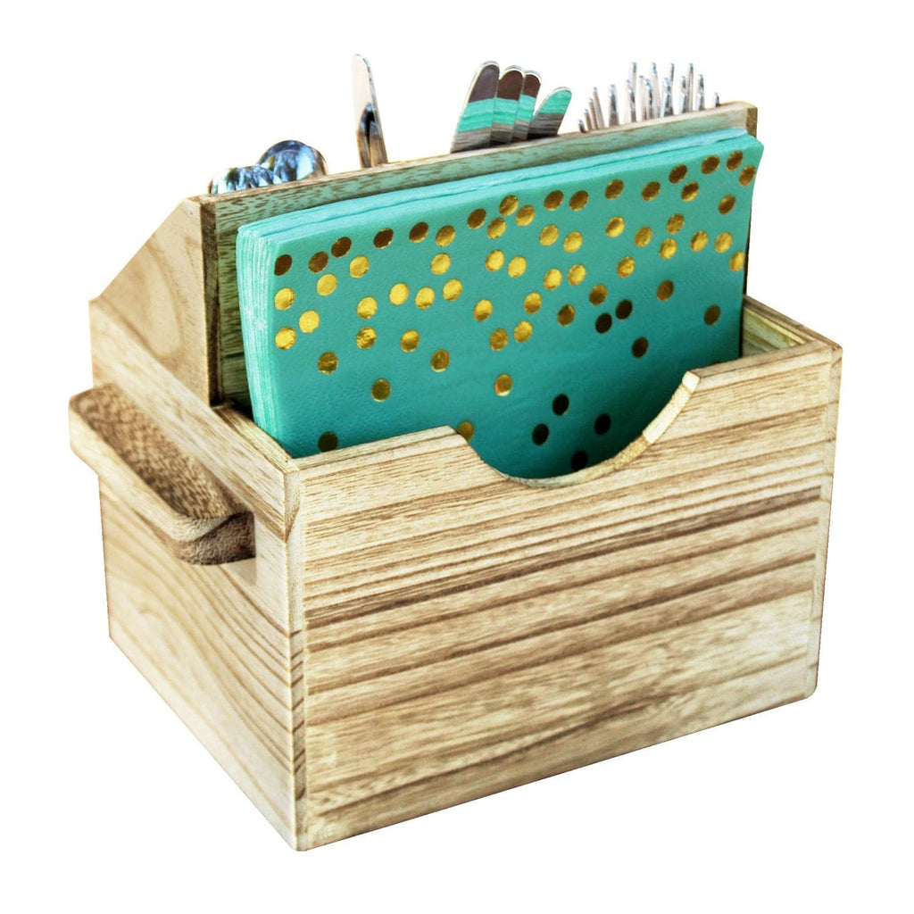 #HOW2304 Wooden Sliverware Holder Flatware Utensil Caddy with Handles