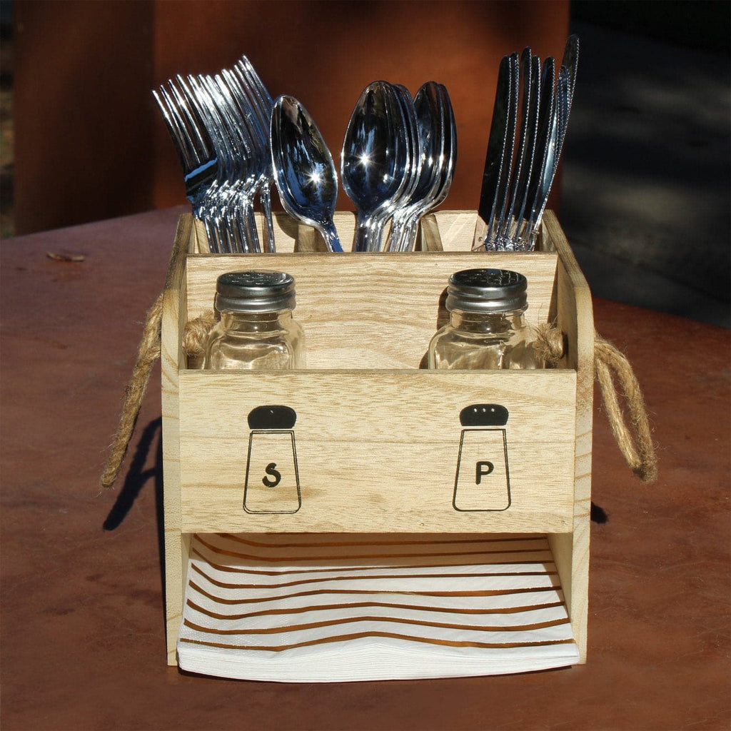 #HOW2305 Wooden Utensil Caddy Flatware Holder with Handles - Hold