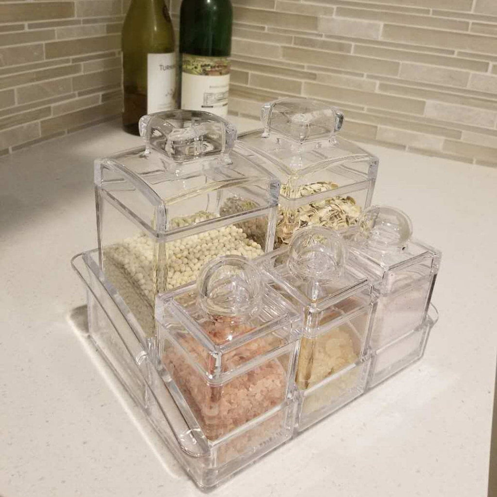 #HW2455 Acrylic 5 Pieces Seasoning Containers and Food Storage Jars
