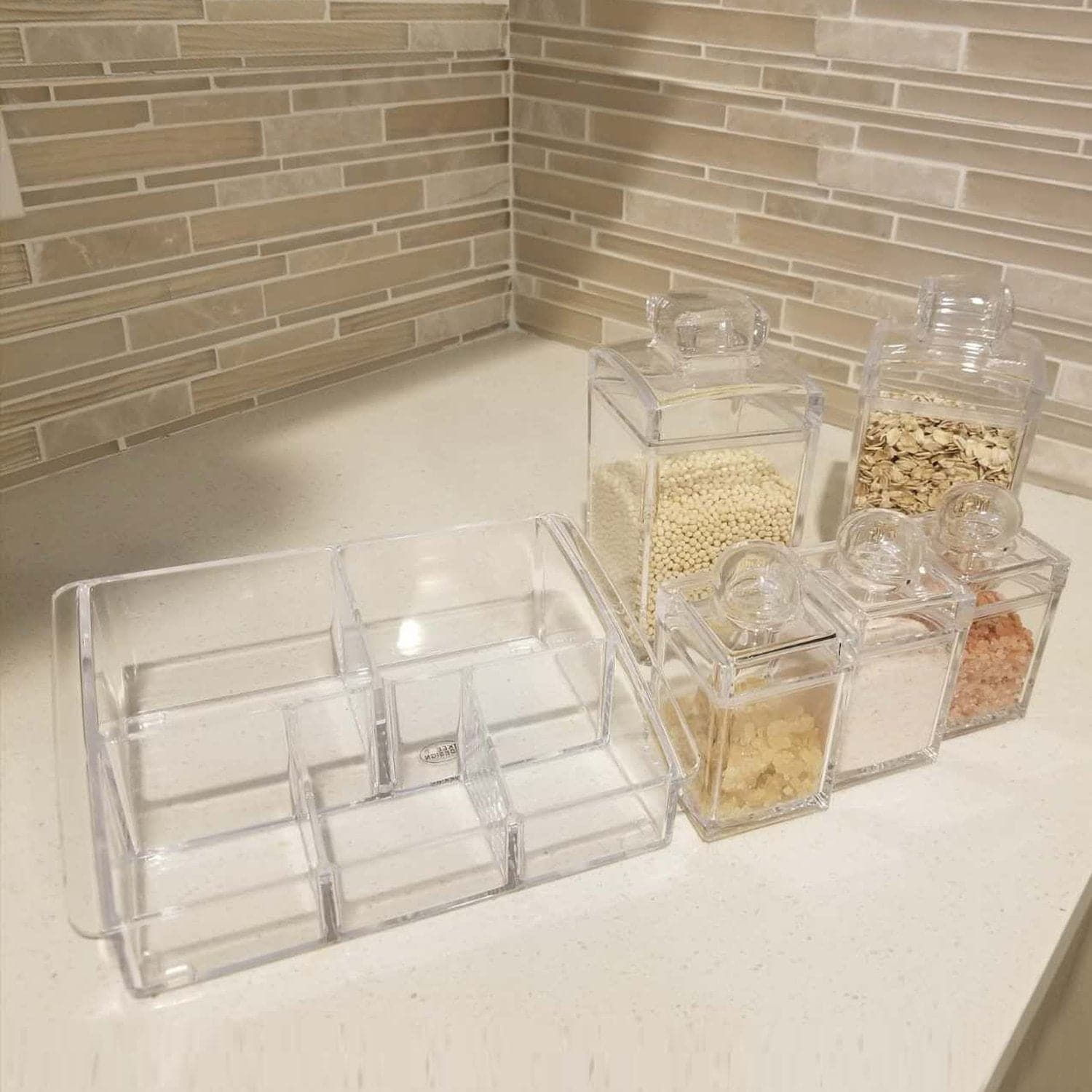#HW2455 Acrylic 5 Pieces Seasoning Containers and Food Storage Jars