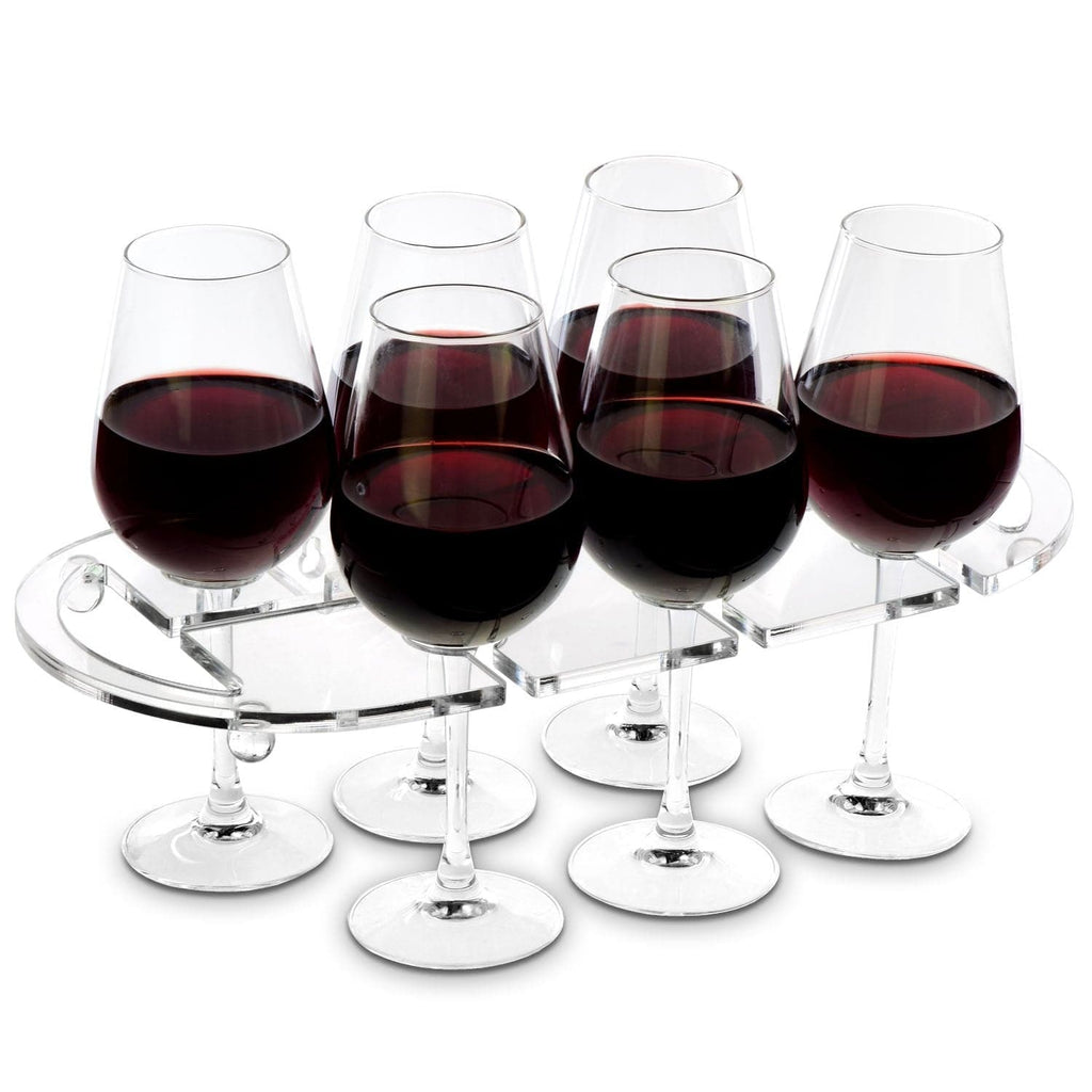 #HW336 Wall Mounted Clear Acrylic Wine Glasses Tray Shelf Rack with Cutout Handles for 6 Glasses