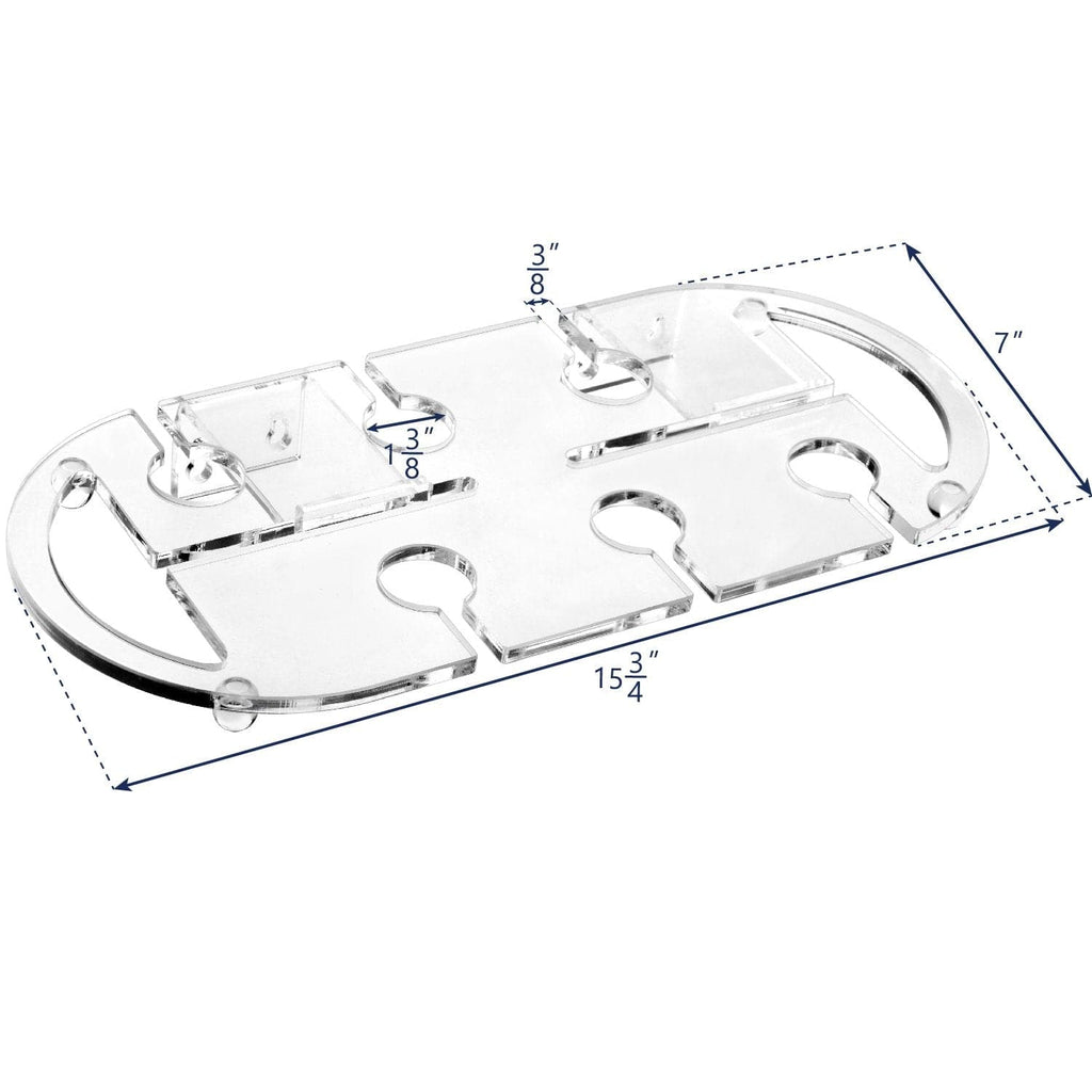 #HW336 Wall Mounted Clear Acrylic Wine Glasses Tray Shelf Rack with Cutout Handles for 6 Glasses