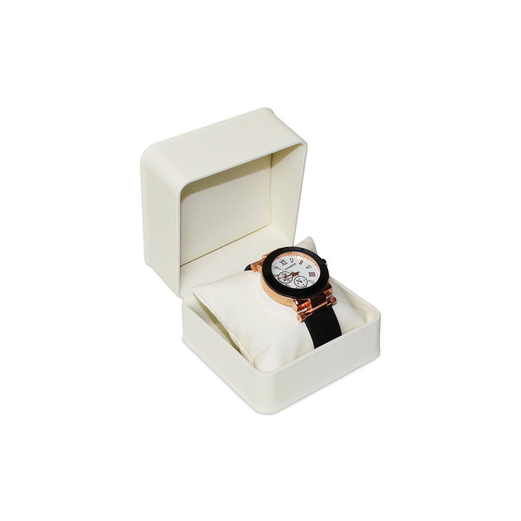 #JLW8-L32 Cream Faux Leather Pillow Bracelet/Watch Box