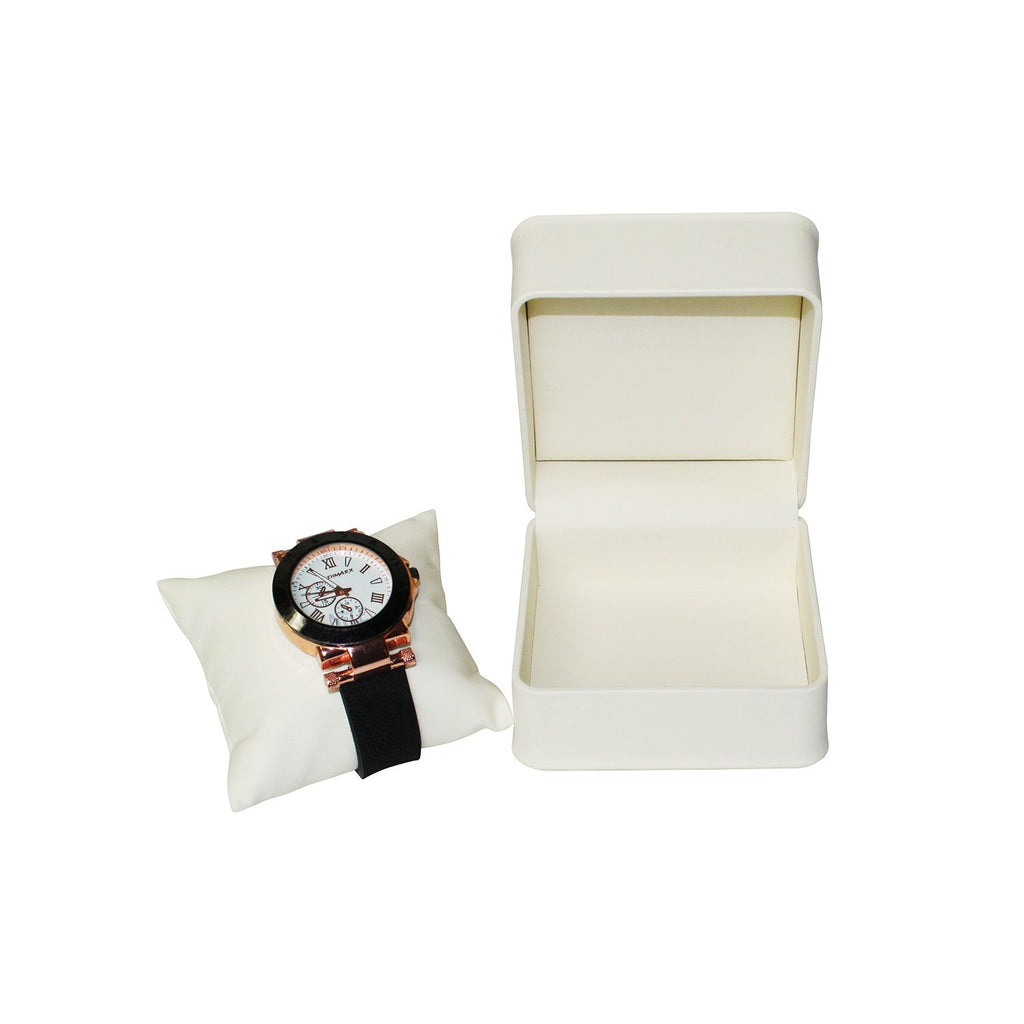 #JLW8-L32 Cream Faux Leather Pillow Bracelet/Watch Box