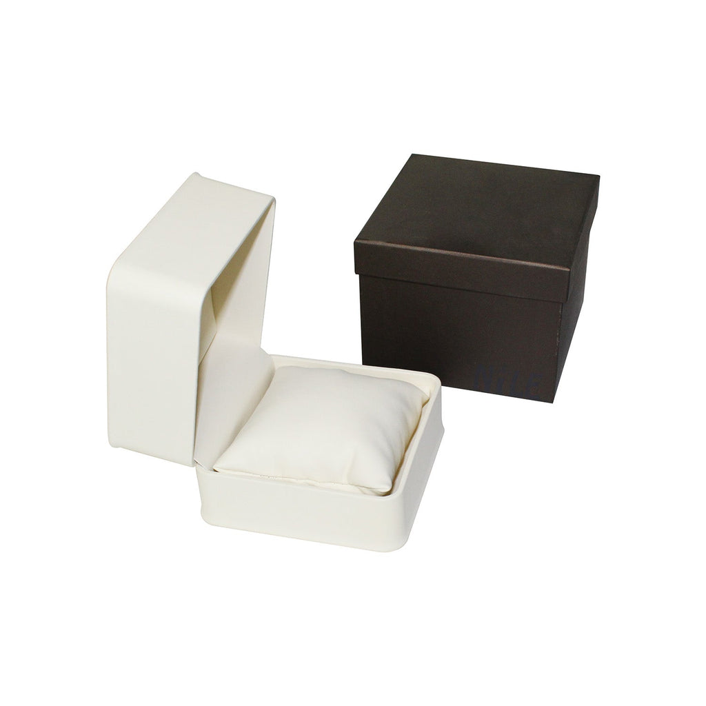 #JLW8-L32 Cream Faux Leather Pillow Bracelet/Watch Box