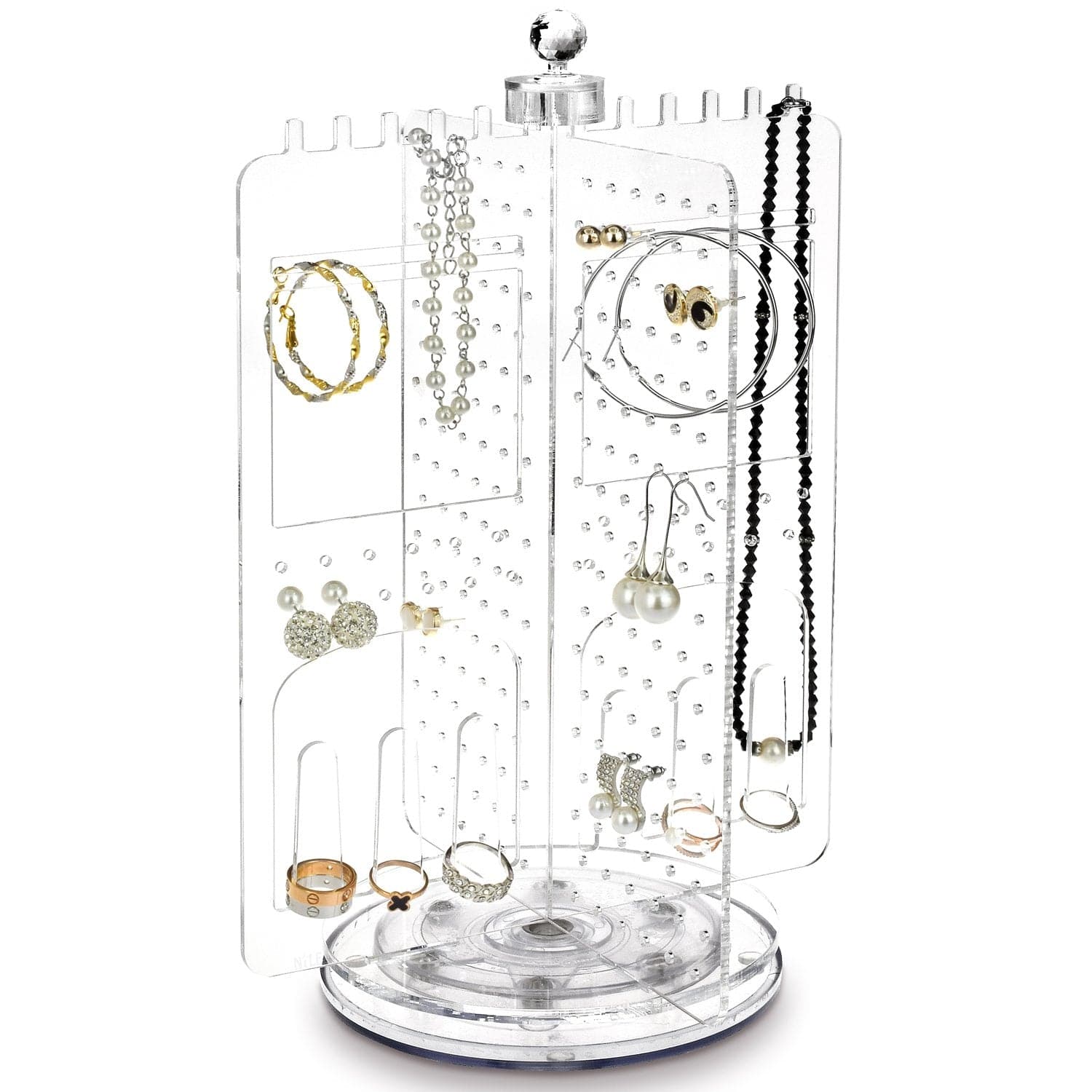 #JWY6065 Acrylic Rotating Jewelry Display Stand Earring Holder Accessories Organizer