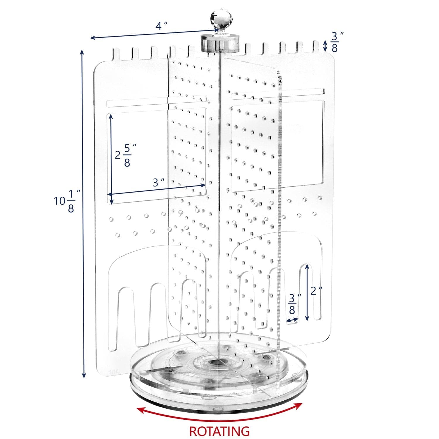 #JWY6065 Acrylic Rotating Jewelry Display Stand Earring Holder Accessories Organizer