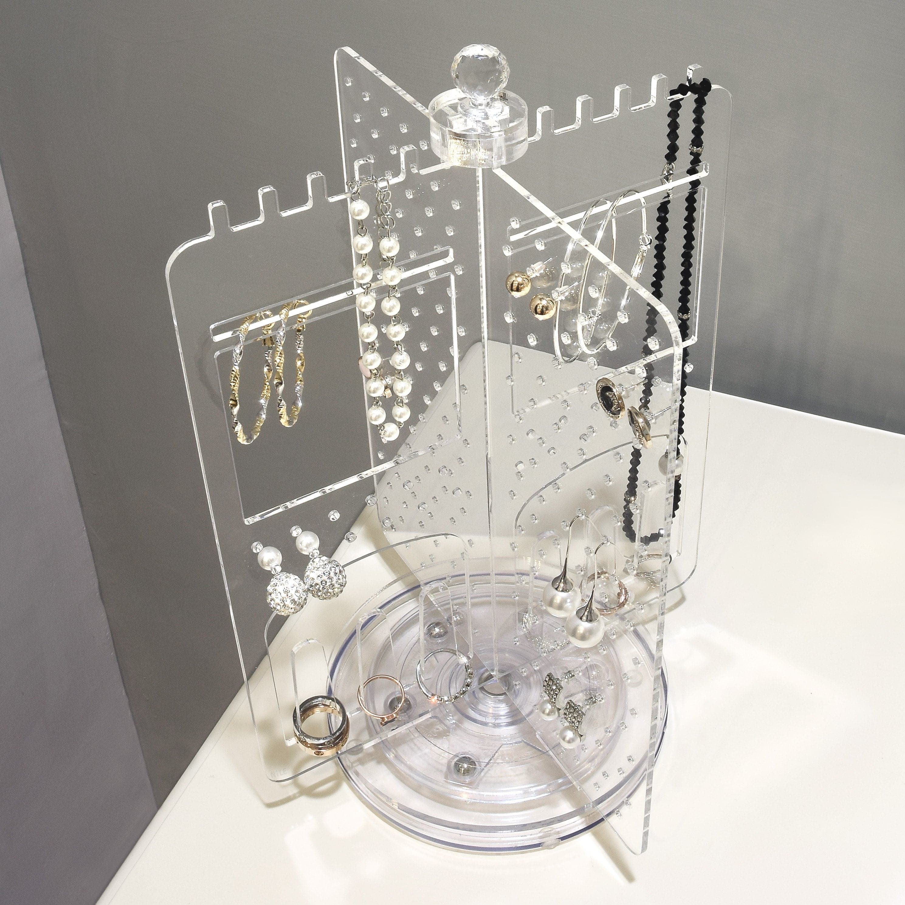#JWY6065 Acrylic Rotating Jewelry Display Stand Earring Holder Accessories Organizer