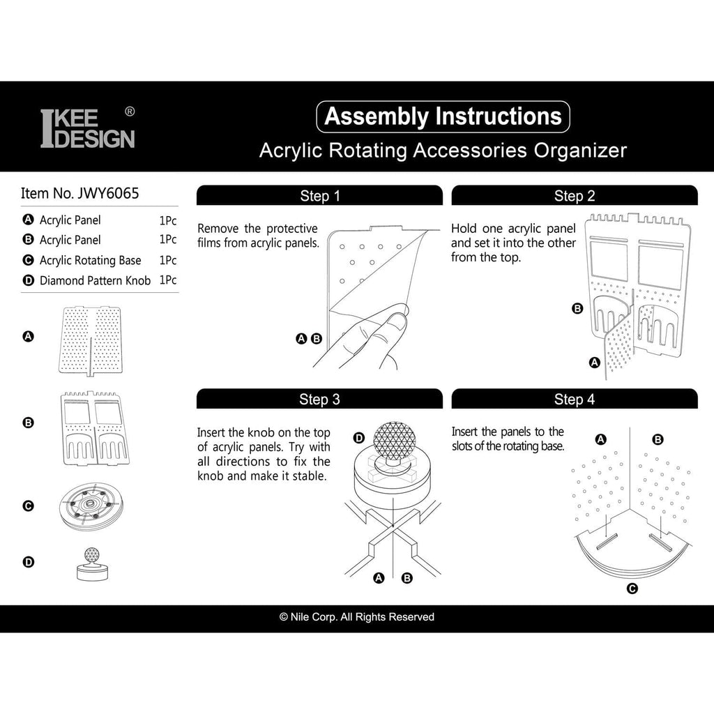 #JWY6065 Acrylic Rotating Jewelry Display Stand Earring Holder Accessories Organizer