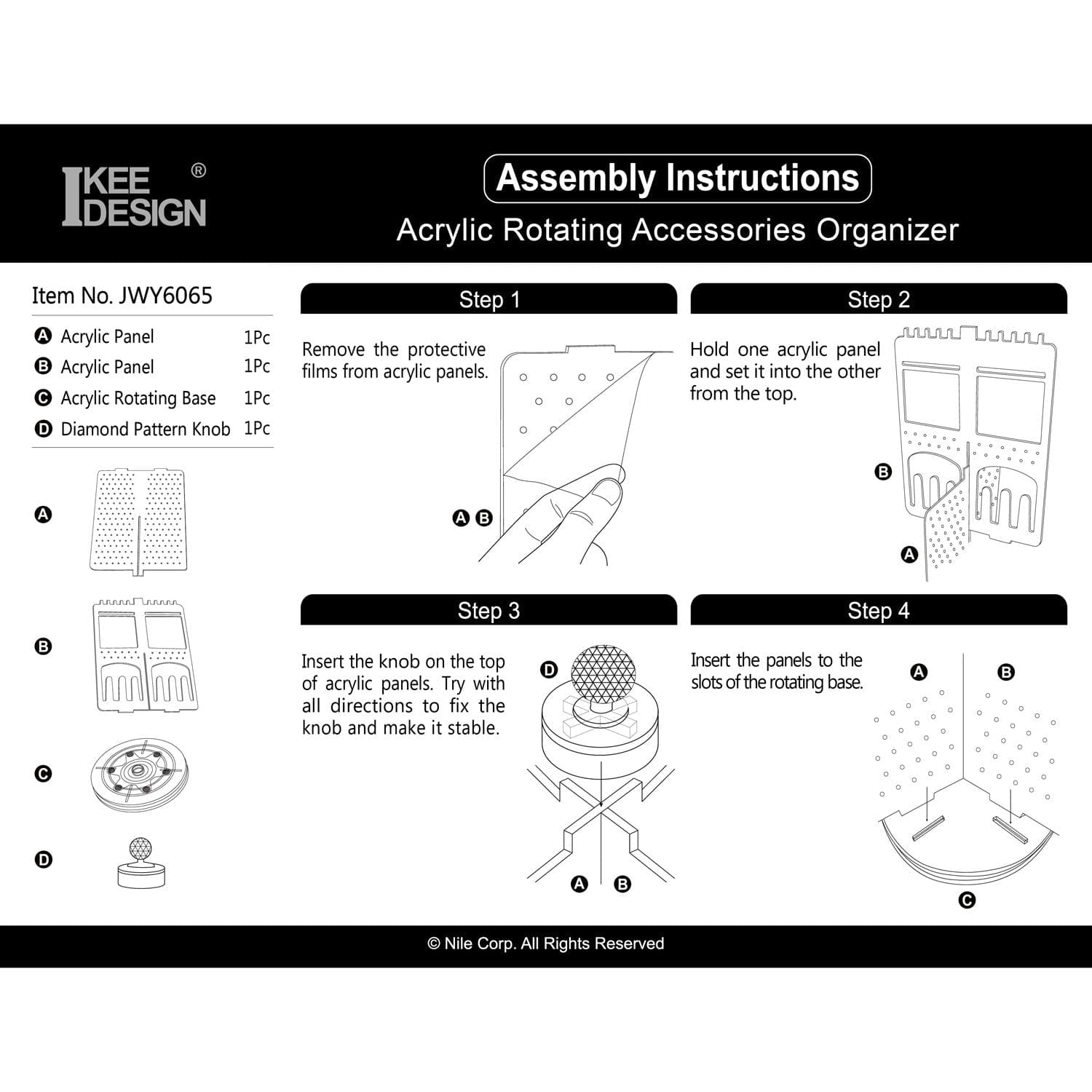 #JWY6065 Acrylic Rotating Jewelry Display Stand Earring Holder Accessories Organizer