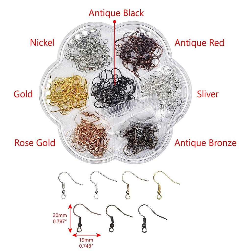 #LD37270 140pcs Jewelry Metal base Finding of 19mm x20mm  Earring Hooks 7 Colors for your DIY jewelry , 7 Colors are Sivler, Gold, Rose Gold, Nickel, Anitque Red, Anitque Black, Anitque Bronze 20pcs for each color.