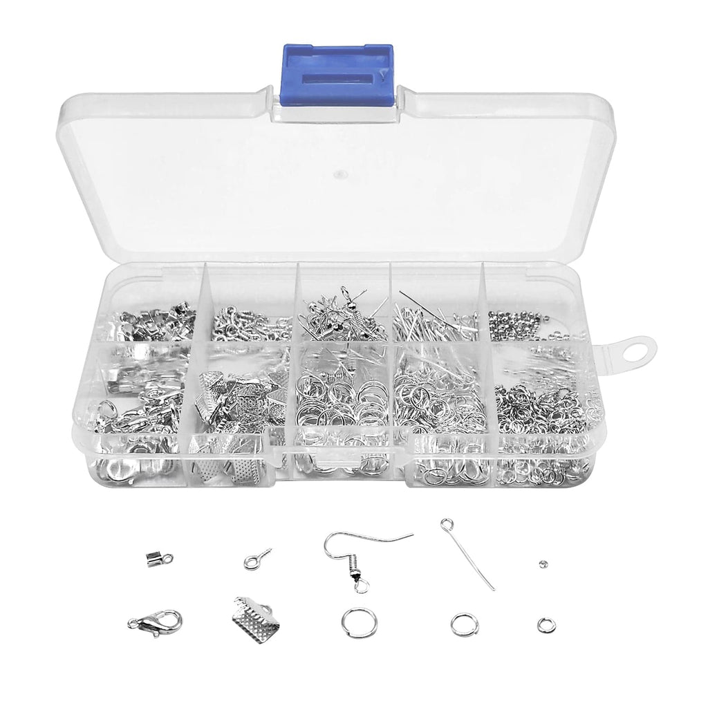 #LD86271S Silver-Colored Metal Base DIY Jewelry Findings Set with Organizer Case