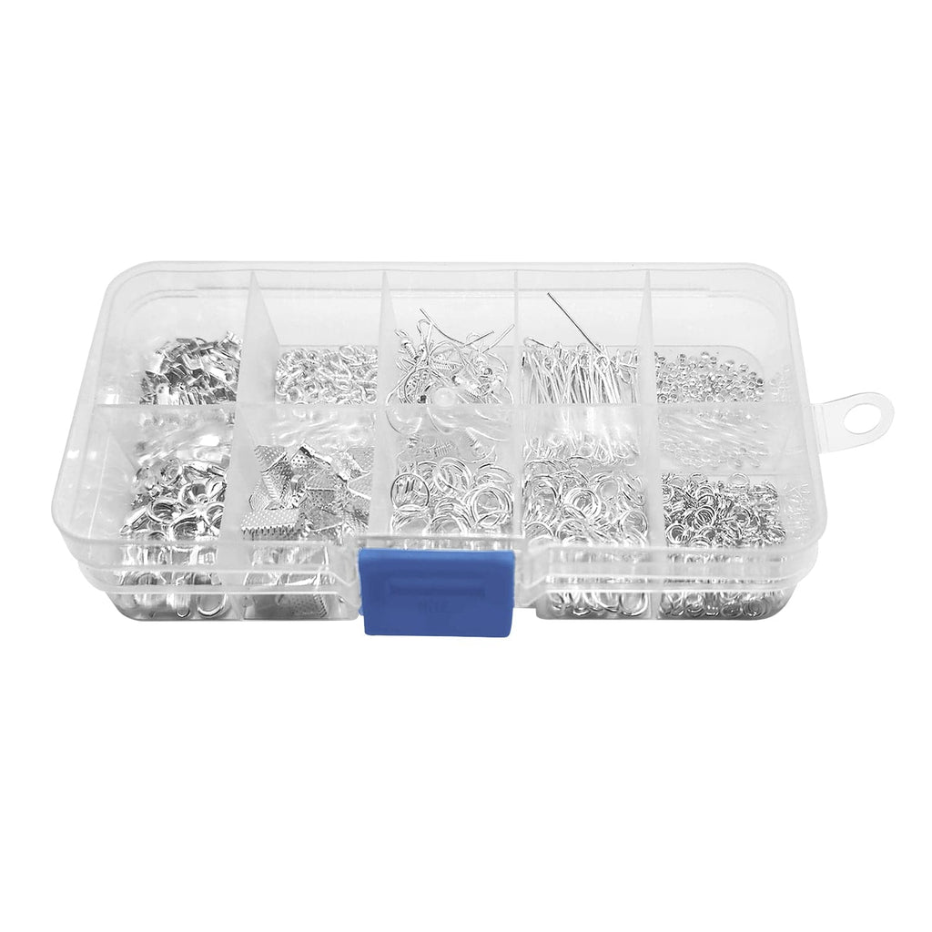 #LD86271S Silver-Colored Metal Base DIY Jewelry Findings Set with Organizer Case