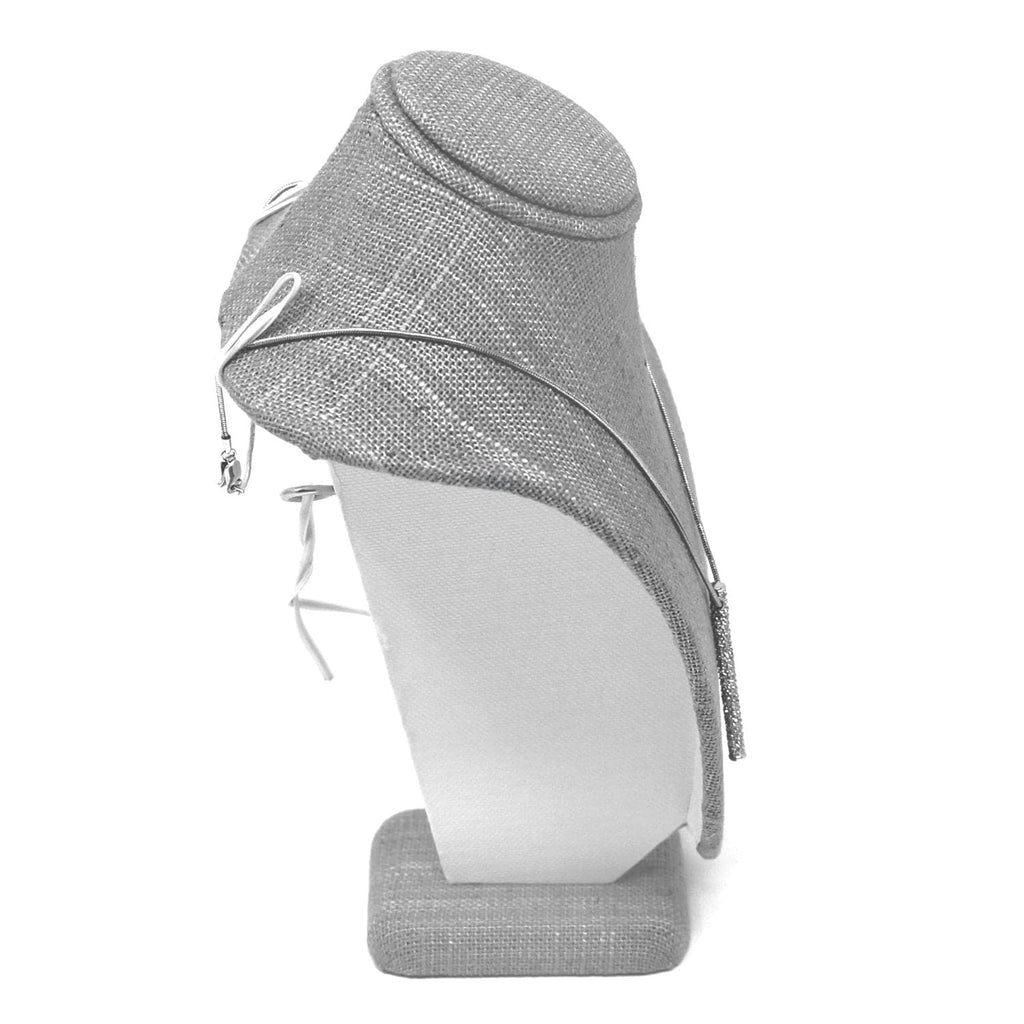 #ND-1893N-N21 Gray Burlap Linen Necklace Display Bust