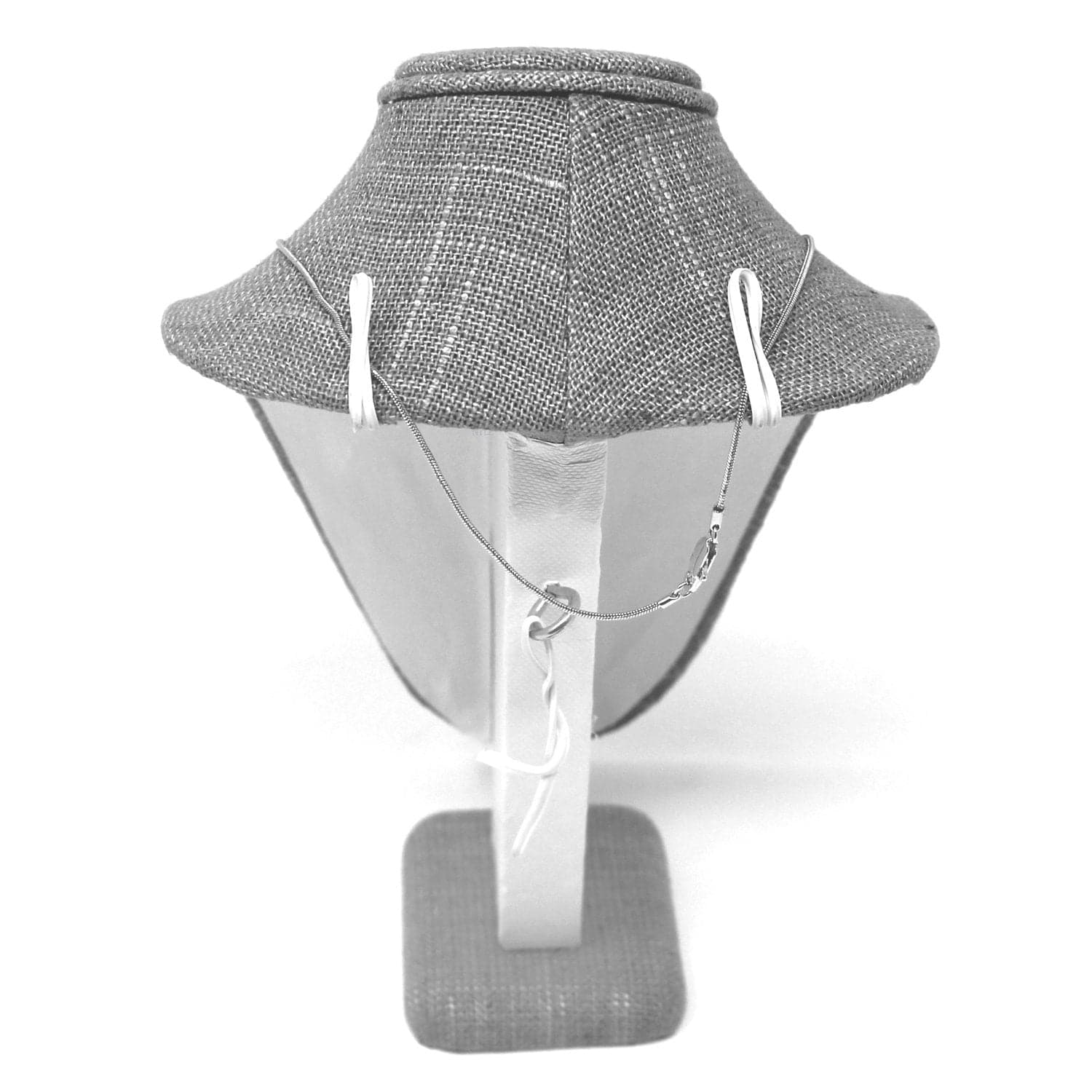 #ND-1893N-N21 Gray Burlap Linen Necklace Display Bust