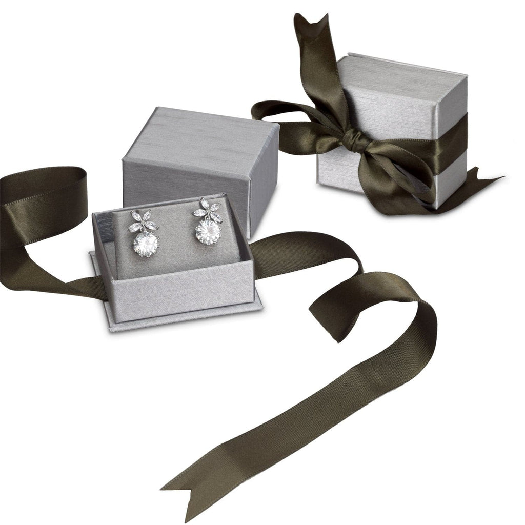 #PLE3-P22 Elegant Steel Gray Bowtie Earring Box