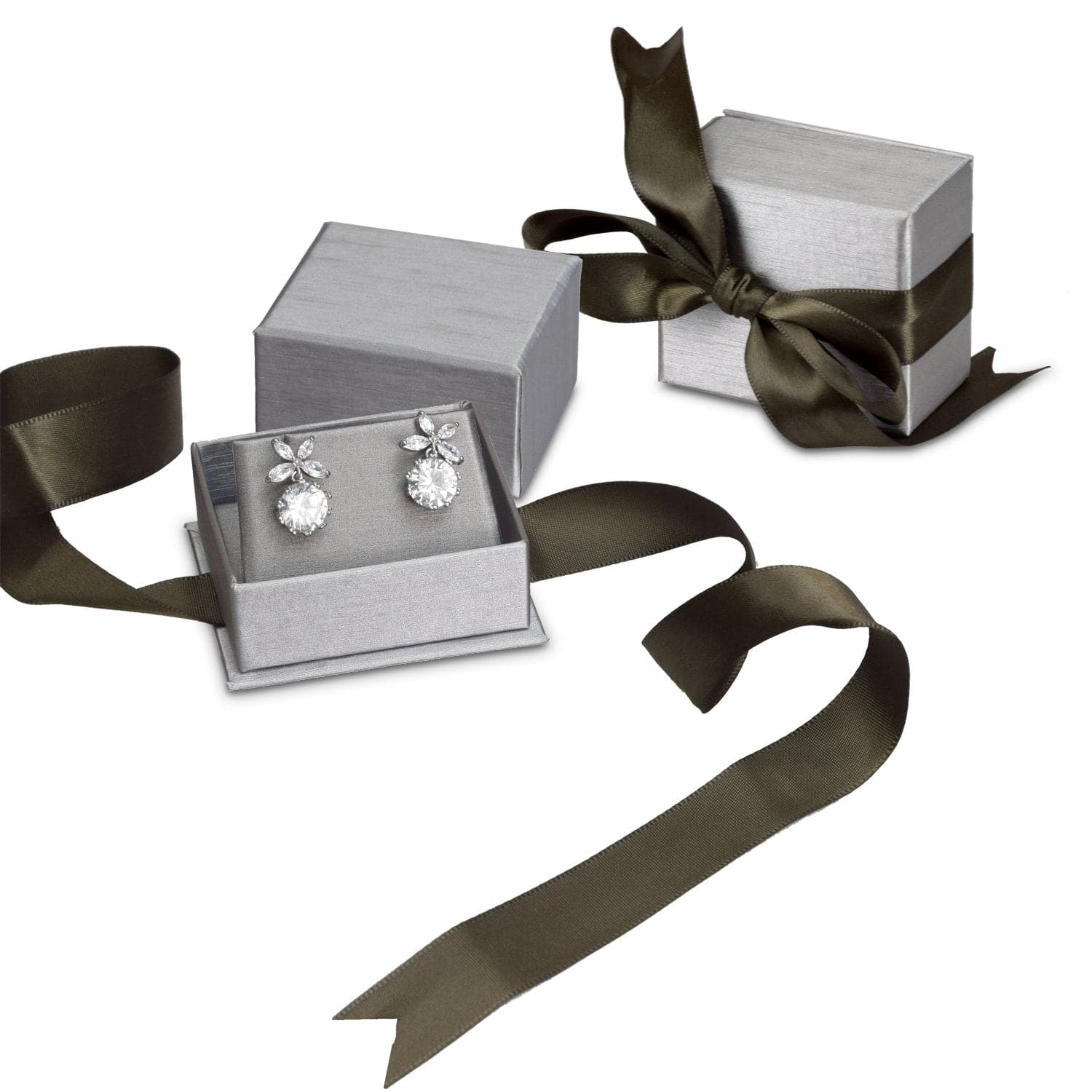 #PLE3-P22 Elegant Steel Gray Bowtie Earring Box