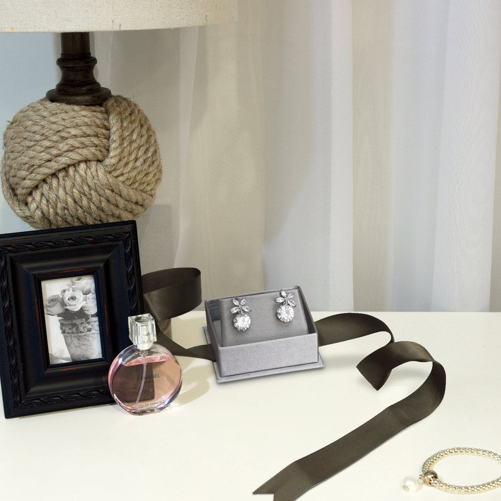 #PLE3-P22 Elegant Steel Gray Bowtie Earring Box