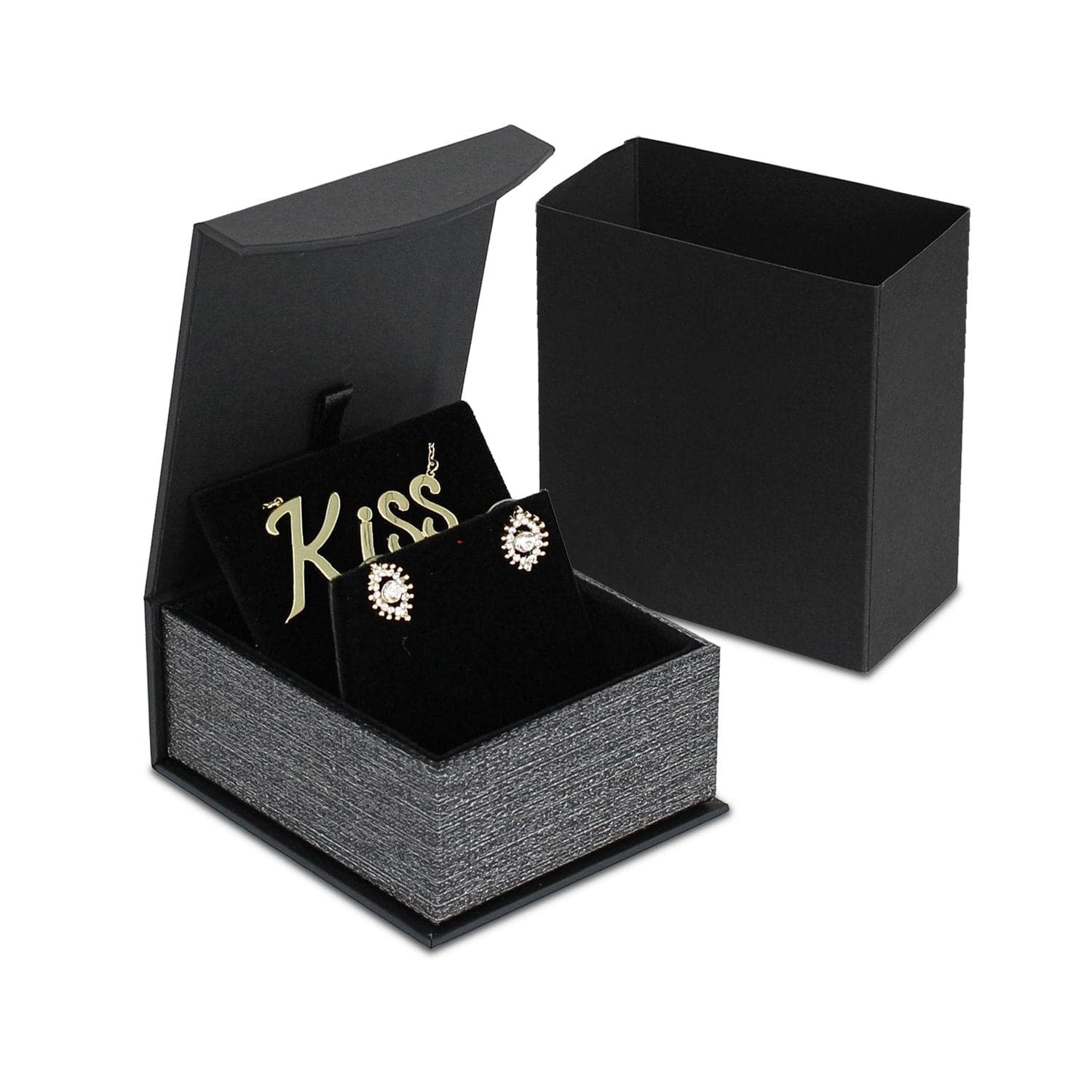 #PME4-M23 Elegant Mesh Gray Magnetic Pendant/Earring Plastic Boxes