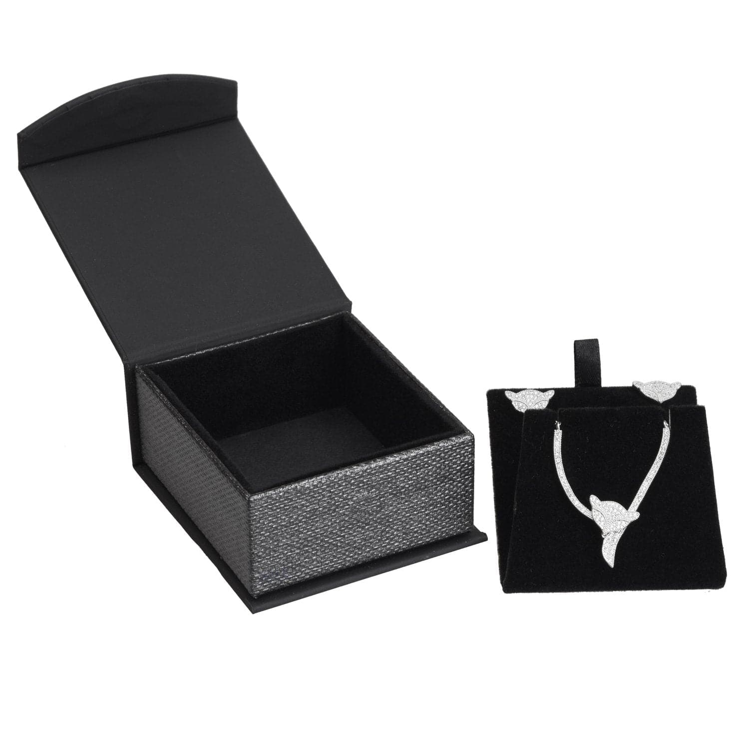 #PME4-M23 Elegant Mesh Gray Magnetic Pendant/Earring Plastic Boxes