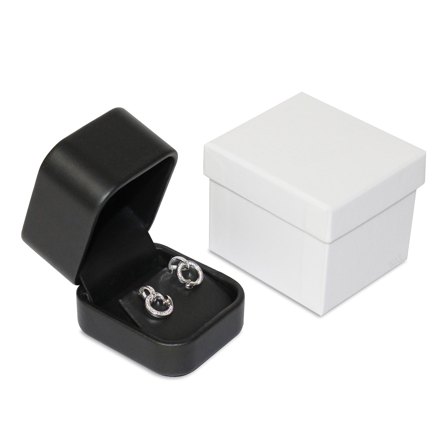 #RCE3 Round Corner Style Faux Leather Earring Box with 2 pcs Packer