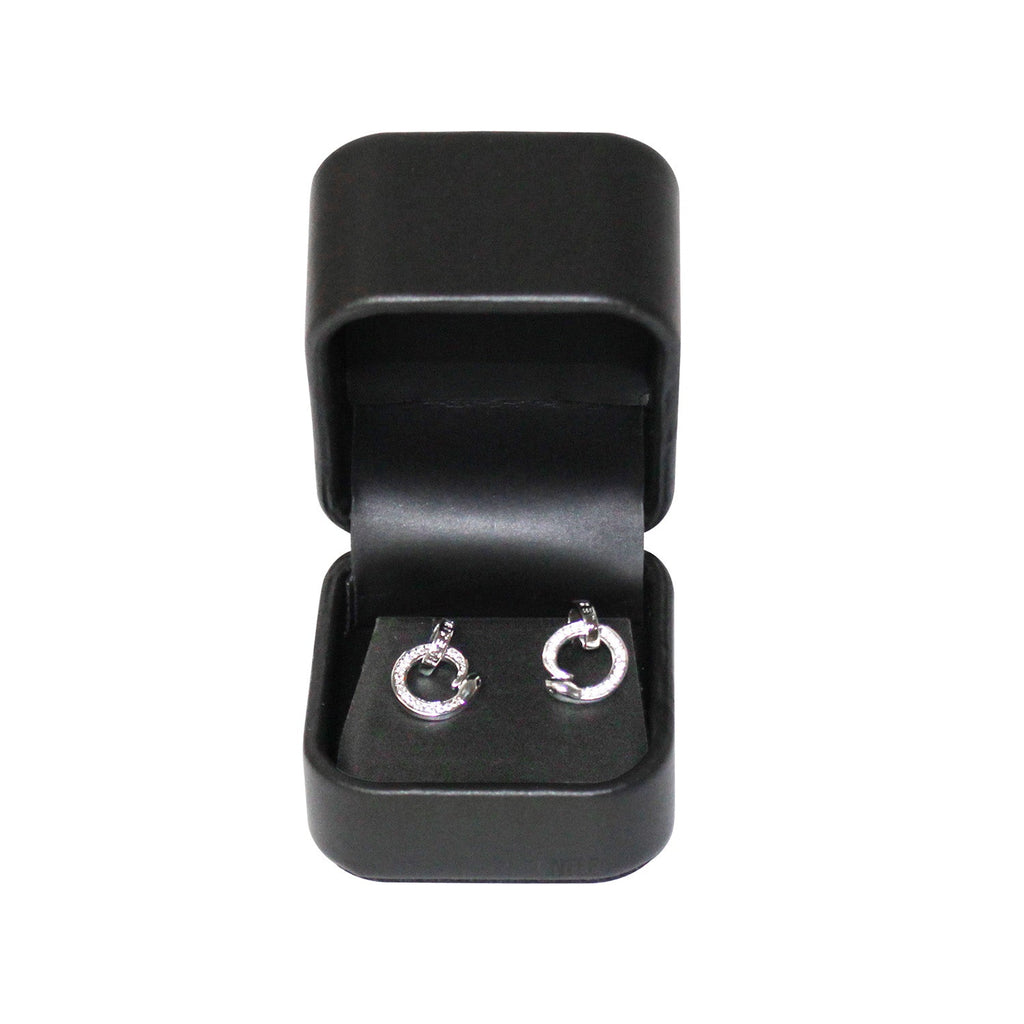#RCE3 Round Corner Style Faux Leather Earring Box with 2 pcs Packer