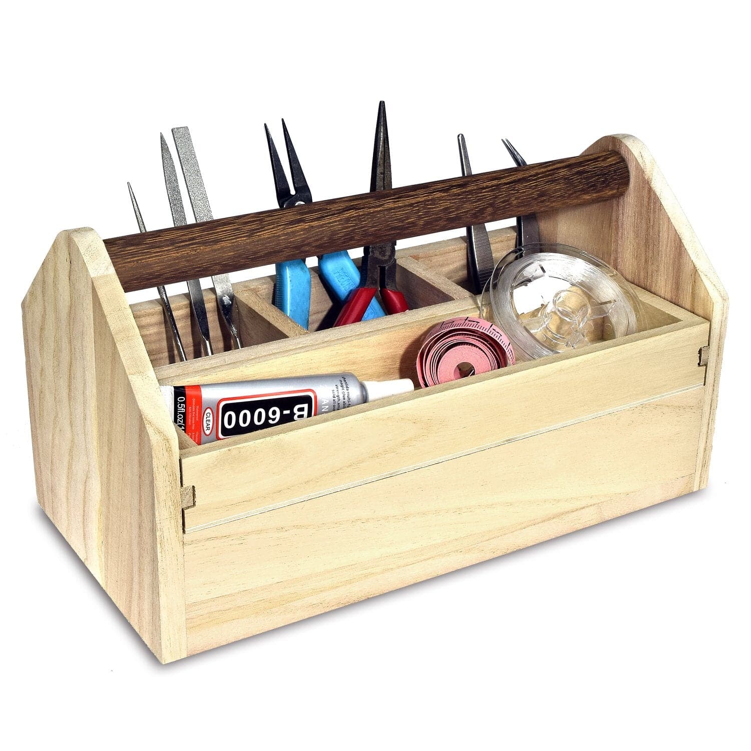 #SAT106 Natural Wood Color Wooden Craft Tool Box