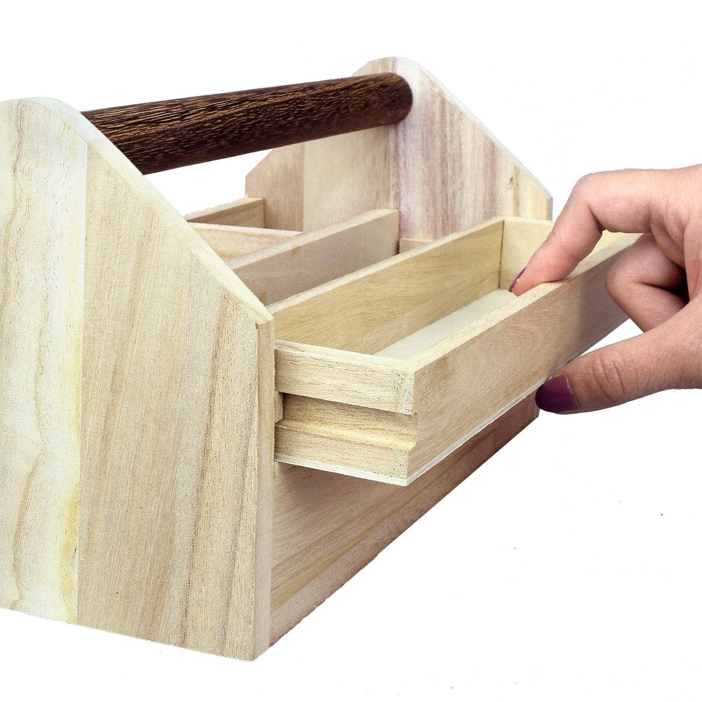 #SAT106 Natural Wood Color Wooden Craft Tool Box