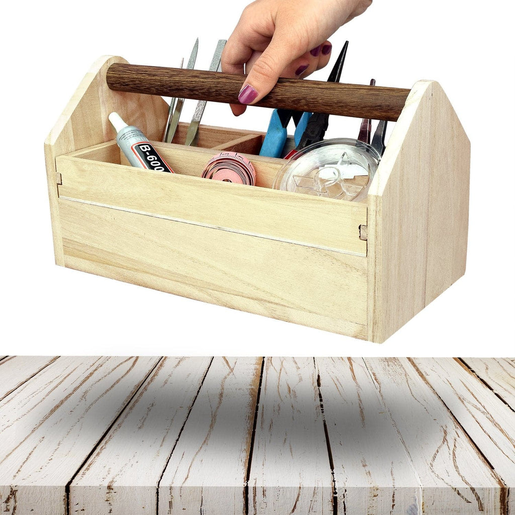 #SAT106 Natural Wood Color Wooden Craft Tool Box
